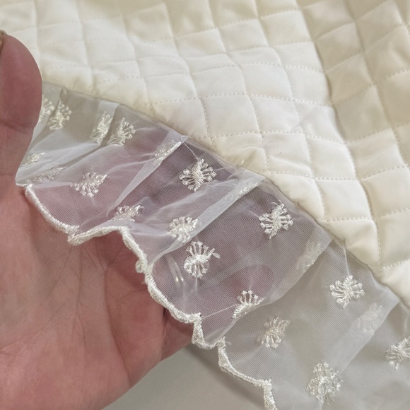 Vintage Mid Century Stroller baby blanket, felted cats appliqués - Picture 5 of 9